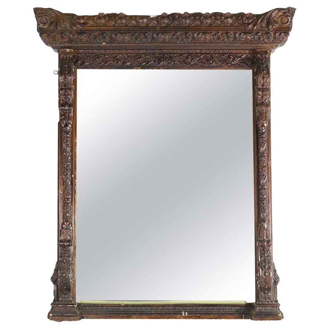 19th Century Renaissance Revival Carved Wood Gesso Over Mantle Mirror: 19th Century Renaissance Revival Carved Wood Gesso Over Mantle Mirror This exquisite antique Renaissance Revival over mantel mirror from the 19th century features a beautifully carved wood and gesso f
