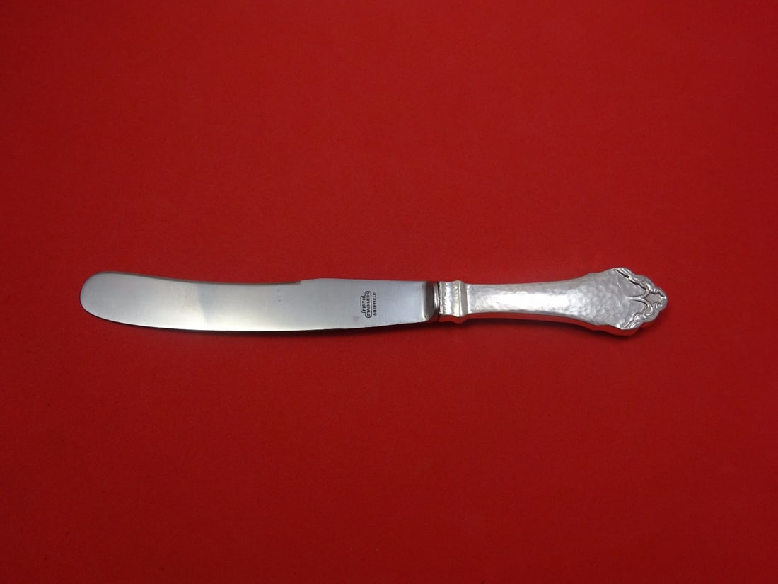 Carl Poul Petersen Sterling Silver Monogrammed Dinner Knife 9 3/4": Carl Poul Petersen Sterling Silver Monogrammed Dinner Knife 9 3/4" This elegant dinner knife is crafted from sterling silver with a hollow handle and a stainless steel blade. Measuring 9 3/4" in lengt