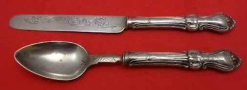 Rare Whiting-Shiebler Prince Albert Sterling Silver Junior Set 2pc: Rare Whiting-Shiebler Prince Albert Sterling Silver Junior Set 2pc This exquisite 2-piece Junior Set in the Prince Albert pattern by Whiting-Shiebler showcases the craftsmanship of the late 19th centu