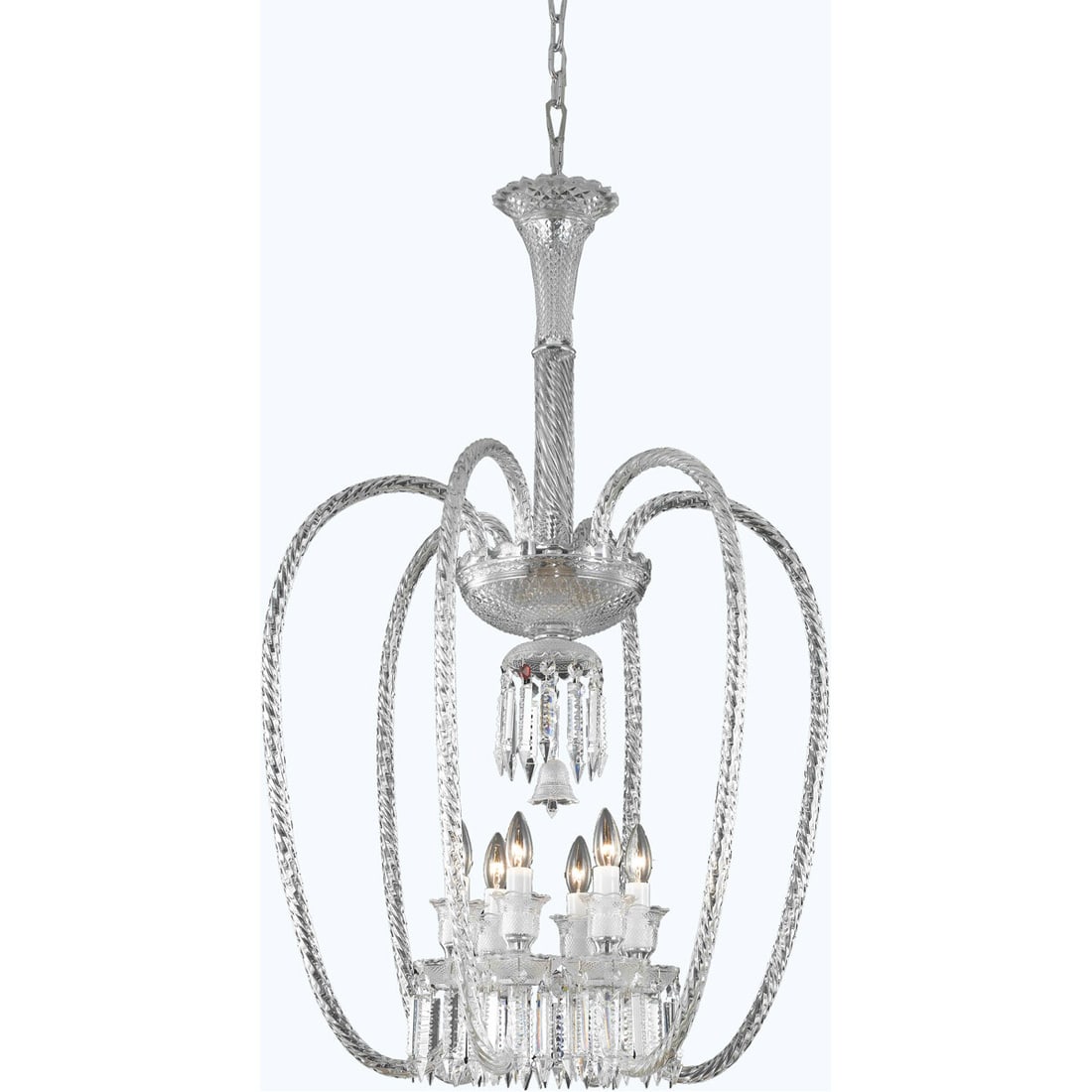 Majestic 6-Light Clear Asfour Crystal Chandelier 27-Inch Modern Fixture (1 of 2)
