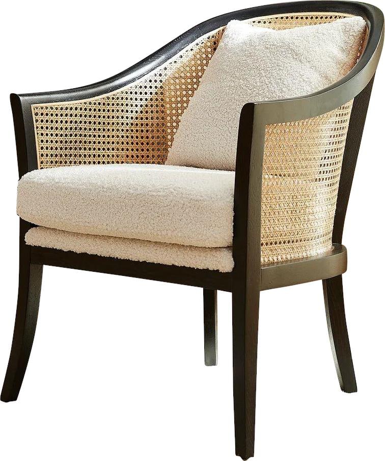 Cyan Deruta Chair Natural Mocha Boucle Fabric Transitional Style: Cyan Deruta Chair Natural Mocha Boucle Fabric Transitional Style Introducing the Stylish Deruta Chair, a perfect blend of modern elegance and transitional style. This chair features a natural mocha wh
