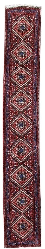 2.4 x 13.2 Copper Brown Persian Karaja Handmade Runner Rug: 2.4 x 13.2 Copper Brown Persian Karaja Handmade Runner Rug Free continental US Shipping Experience the elegance of this 2'4" x 13'2" Handmade Persian Karaja Narrow Runner Rug, crafted with precision b