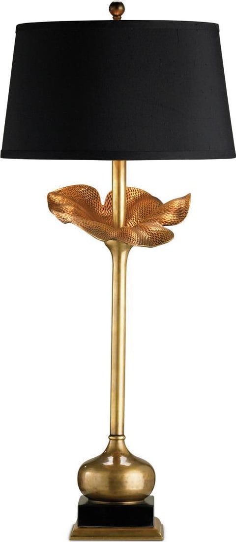 Currey Modern Ivory Table Lamp Brass Black Shantung Shade (1 of 2)