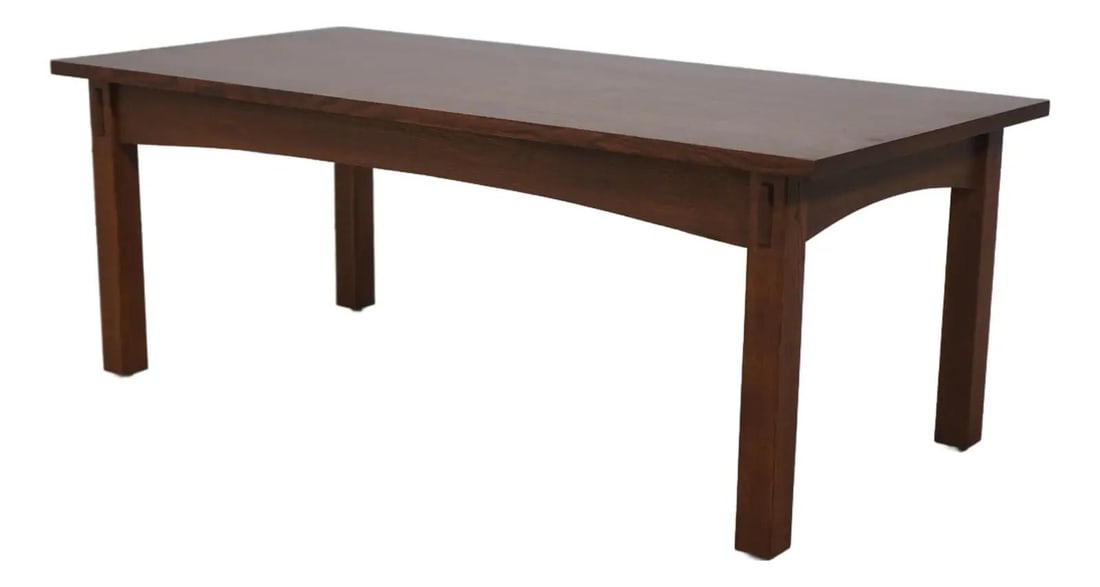 Stickley Mission Oak Coffee Table Arts & Crafts Style 46x22 Brown: Stickley Mission Oak Coffee Table Arts & Crafts Style 46x22 Brown This Stickley Mission Oak Rectangular Coffee Table showcases the timeless craftsmanship of the Arts & Crafts style, featuring a rich b