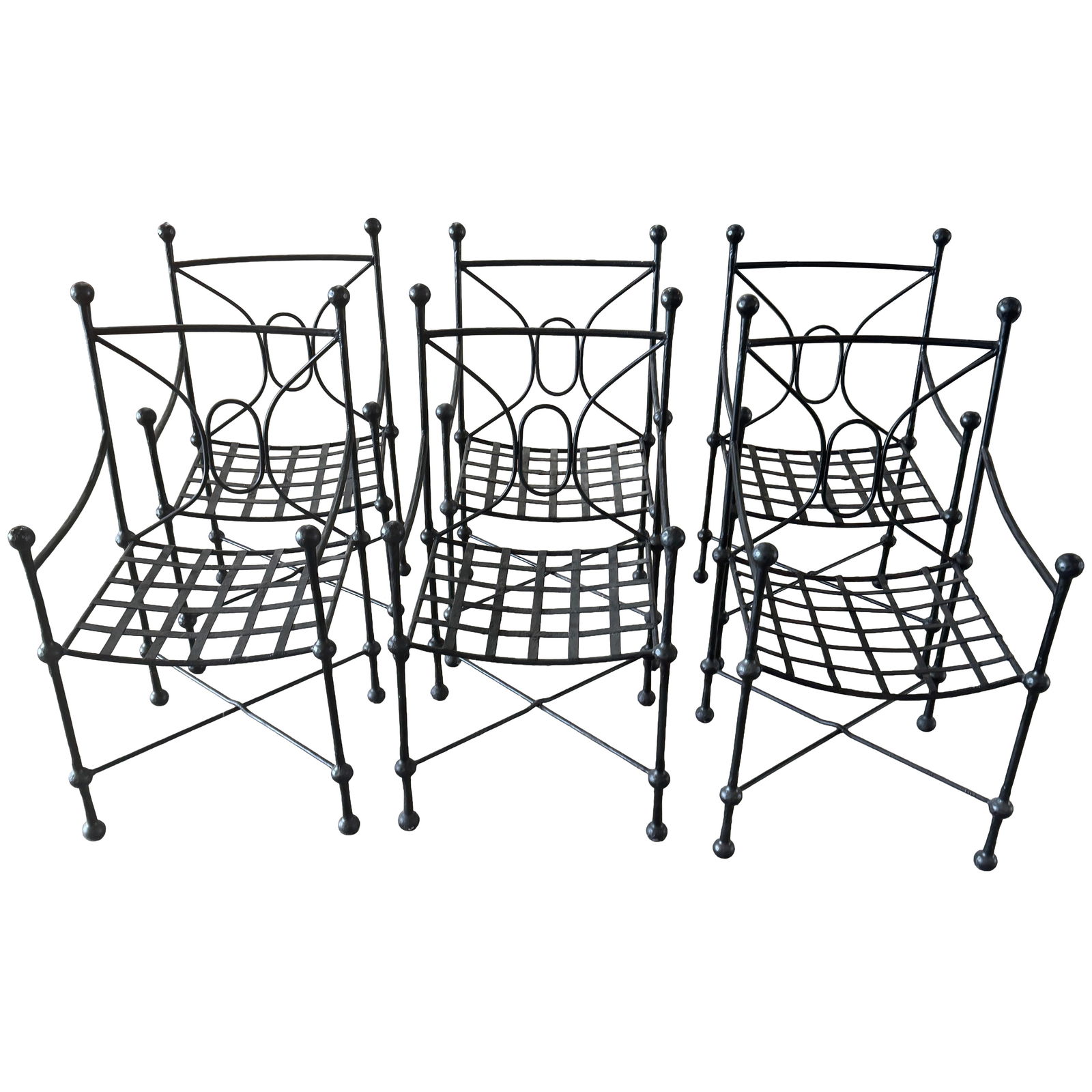 Set of 6 Mario Papperzini Italian Wrought Iron Armchairs 1960s: Set of 6 Mario Papperzini Italian Wrought Iron Armchairs 1960s Discover a stunning set of six Italian wrought iron armchairs, attributed to renowned designer Mario Papperzini, crafted in the 1960s. Th
