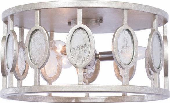 Kalco Palomar 3-Light Silver Leaf Flush Mount: Kalco Palomar 3-Light Silver Leaf Flush Mount Illuminate your space with the exquisite Palomar Light Fixture, designed in a sophisticated vintage style. This flush mount light features a stunning Vint