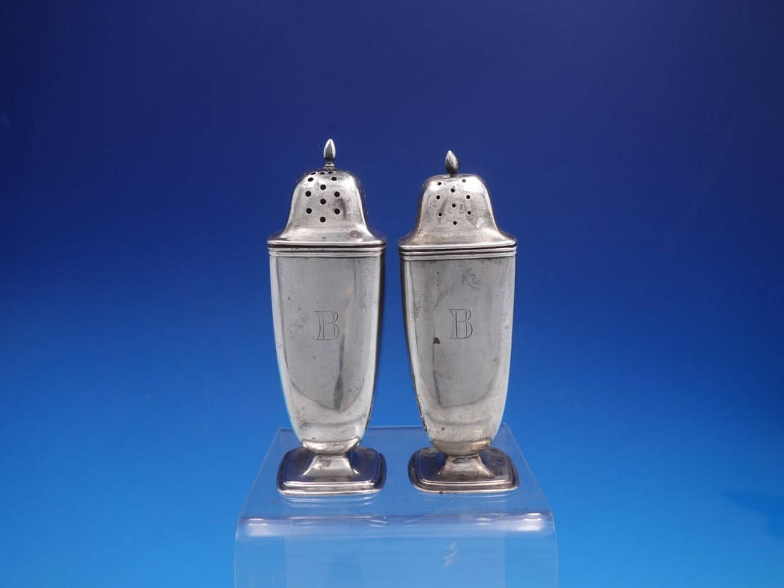 Towle Mary Chilton Sterling Silver Salt and Pepper Shakers Monogrammed B (1 of 7)