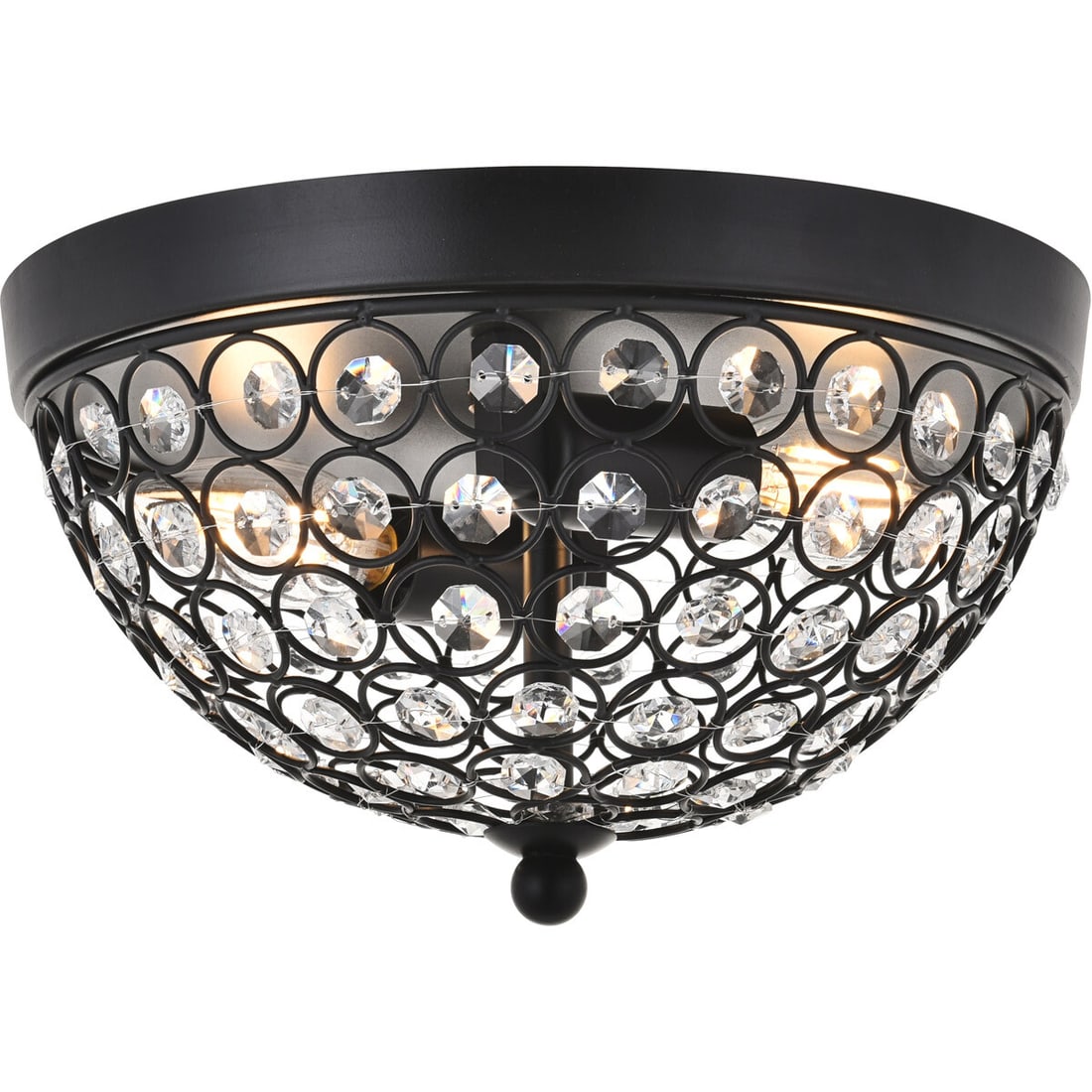 Living District Taye 10 Inch Matte Black Crystal Flush Mount Chandelier: Living District Taye 10 Inch Matte Black Crystal Flush Mount Chandelier Enhance your space with this elegant 10-inch Flush Mount Crystal Light Fixture, featuring a stylish matte black finish. Designed
