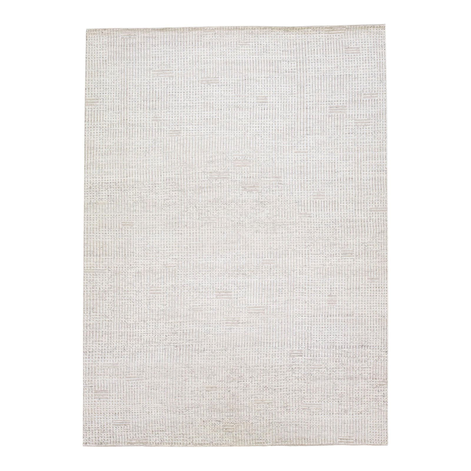 Handmade Ivory Moroccan Wool Rug 10'2 x 14 Minimalist Design: Handmade Ivory Moroccan Wool Rug 10'2 x 14 Minimalist Design Enhance your living space with this exquisite handmade modern Moroccan-style wool rug from the Safi Collection. Featuring a serene beige co