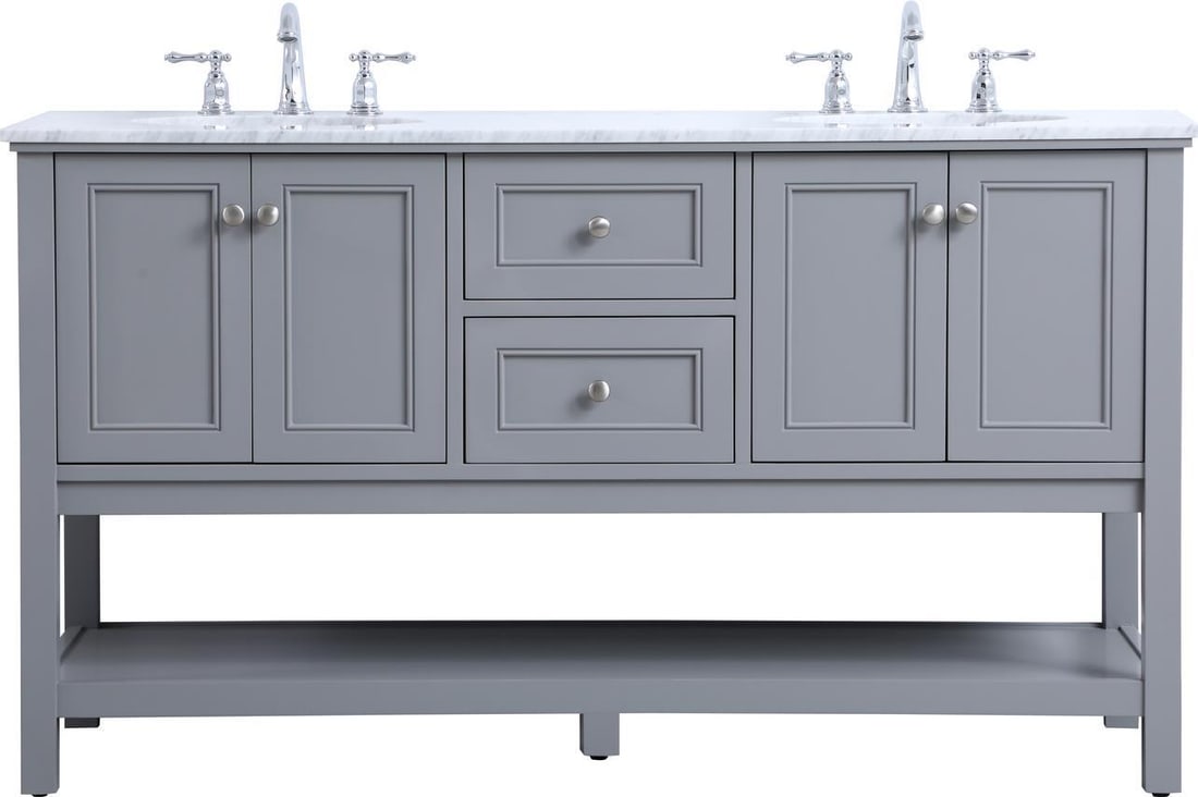 Elegant Lighting Contemporary Gray Double Sink Vanity 60 Inch: Elegant Lighting Contemporary Gray Double Sink Vanity 60 Inch This contemporary gray bathroom vanity features a sleek design and is crafted from solid wood, ensuring durability and elegance. With a br