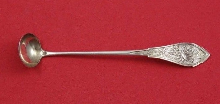Wood & Hughes Japanese Sterling Silver Mustard Ladle 5 1/8 in: Wood & Hughes Japanese Sterling Silver Mustard Ladle 5 1/8 in This exquisite mustard ladle is crafted from sterling silver and features the elegant 'Japanese' pattern by Wood & Hughes, a renowned make