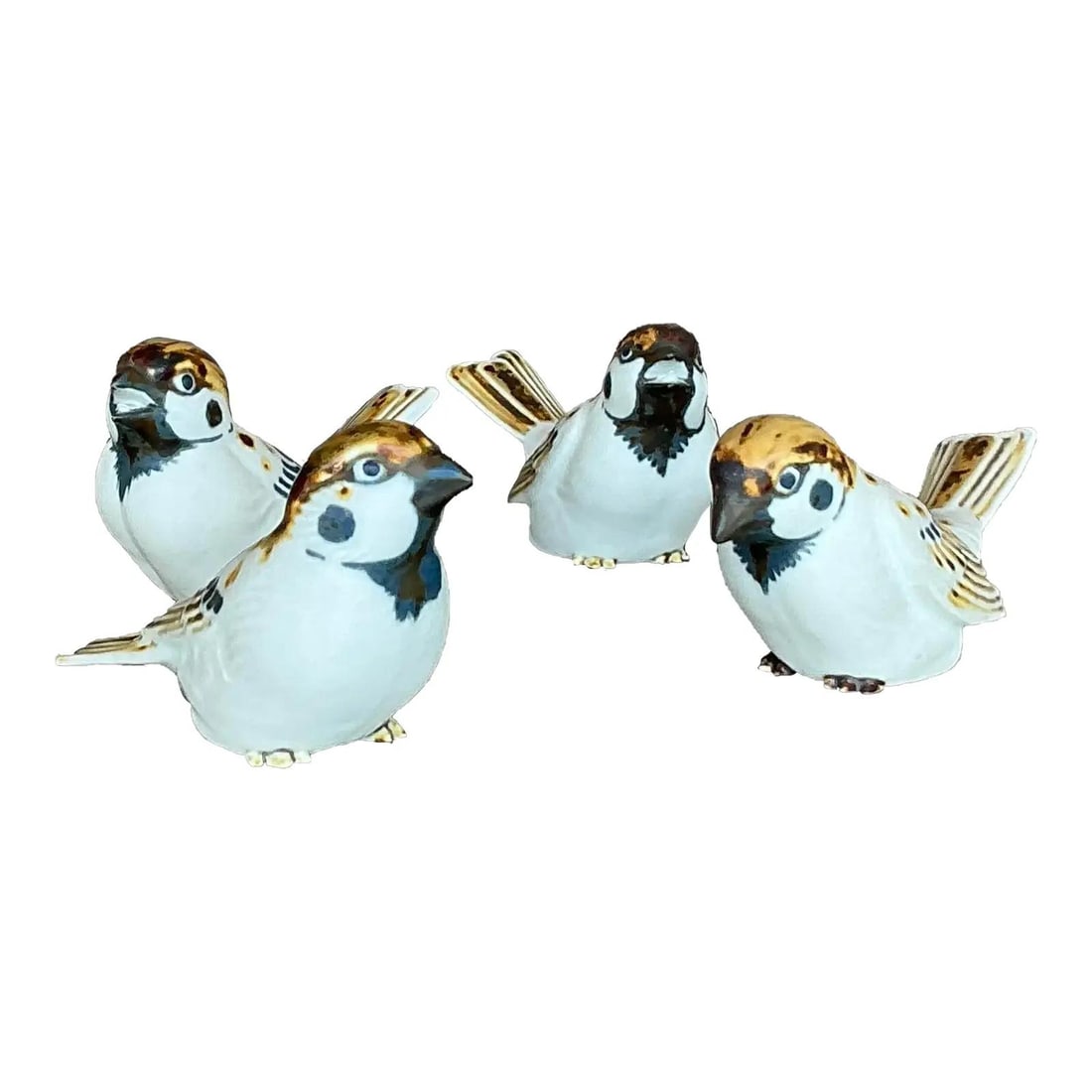 Set of 4 Vintage Asian Ceramic Bird Figurines with Matte Glaze (1 of 5)