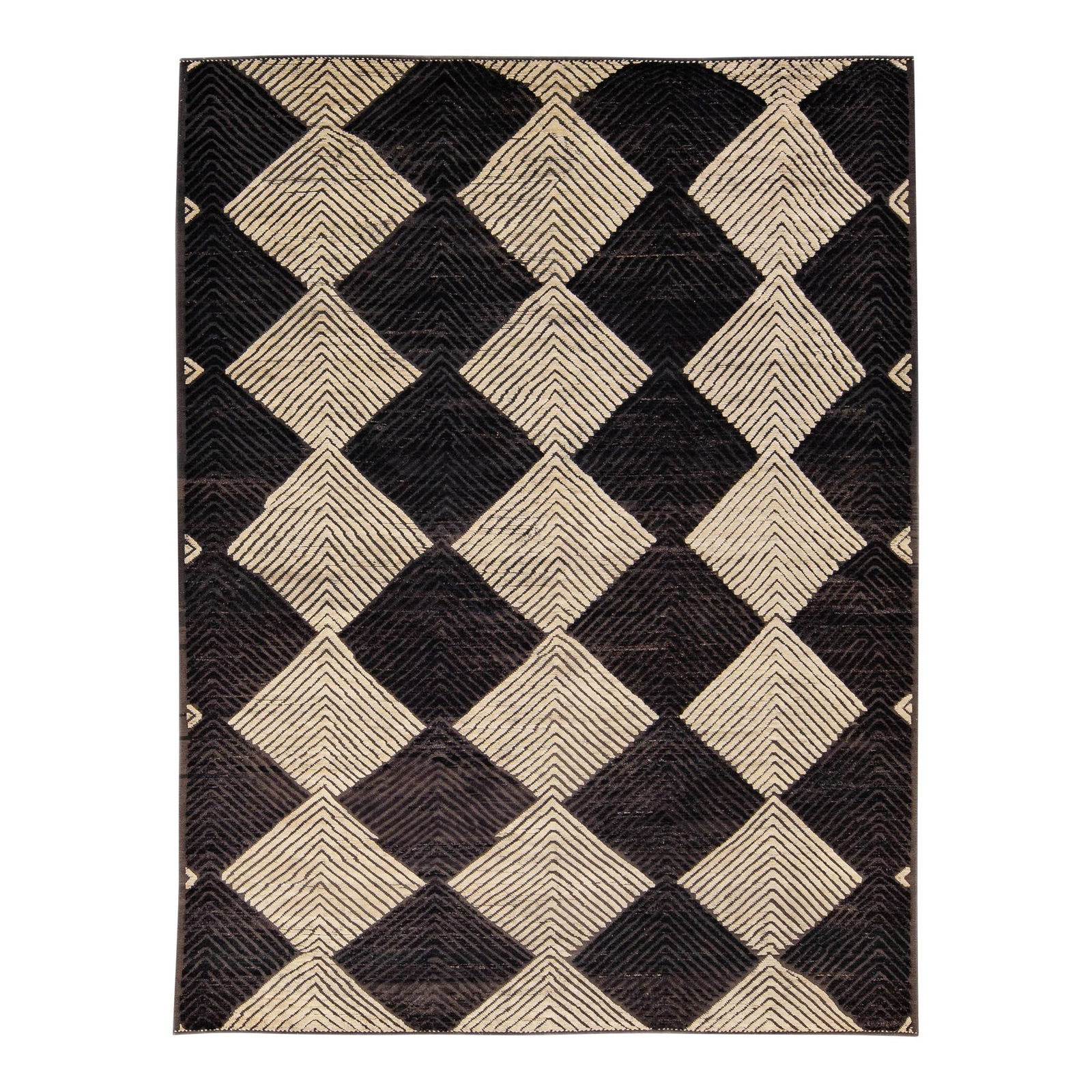 Handmade Moroccan Wool Rug 10'5 x 13'10 Abstract Diamond Motif: Handmade Moroccan Wool Rug 10'5 x 13'10 Abstract Diamond Motif This stunning Moroccan style handmade wool rug features a beautiful beige field adorned with rich brown accents and a captivating all-ove