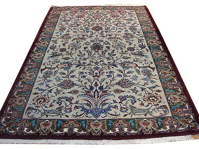 Persian Tabriz Rug 4.8 x 7.7 Handmade Iran Birds Animals Trees (1 of 5)