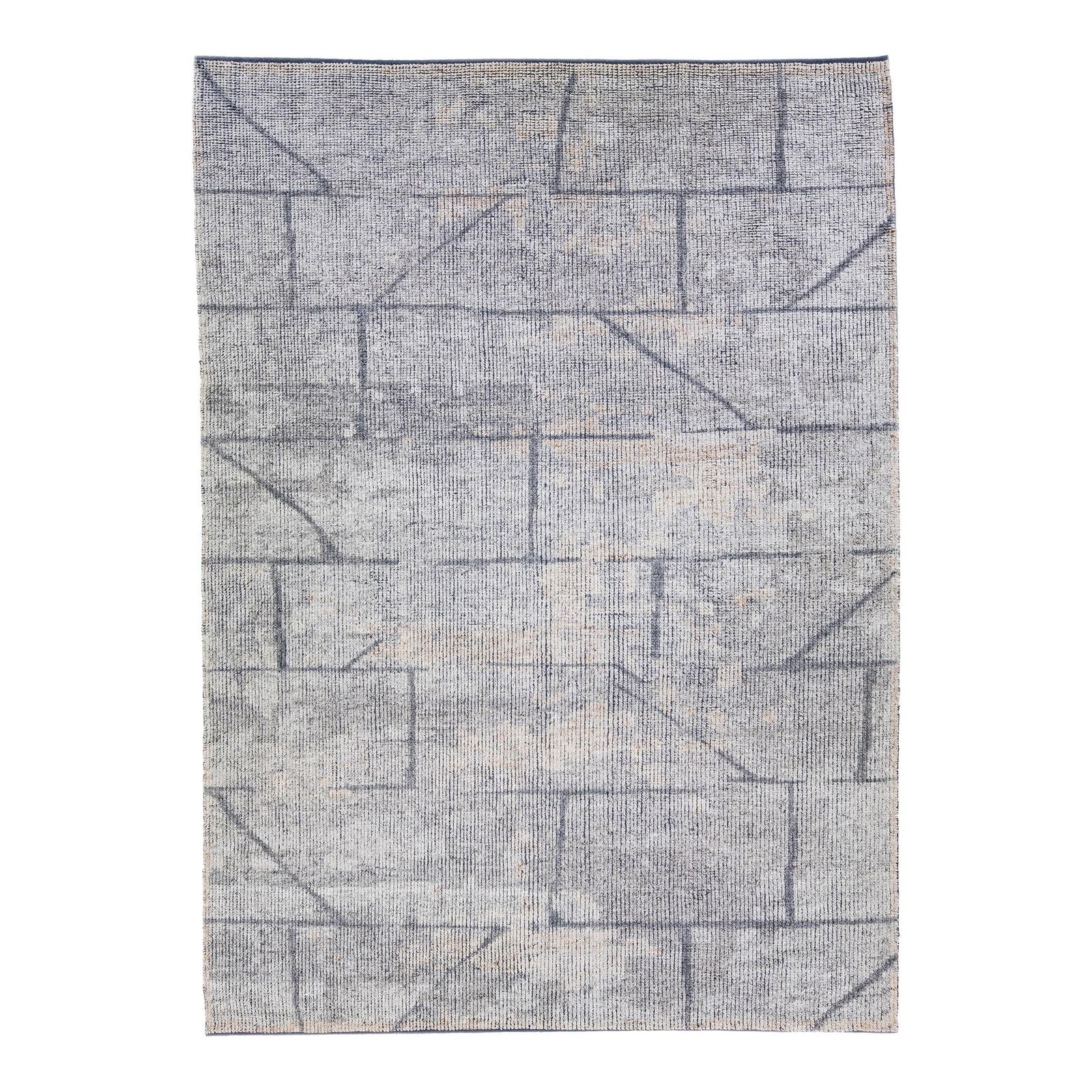 Modern Gray Moroccan Hand-Knotted Wool Rug 9'6 x 13'6 Geometric Design: Modern Gray Moroccan Hand-Knotted Wool Rug 9'6 x 13'6 Geometric Design Enhance your space with this stunning modern Moroccan style hand-knotted wool rug, featuring a soft light gray field complemented