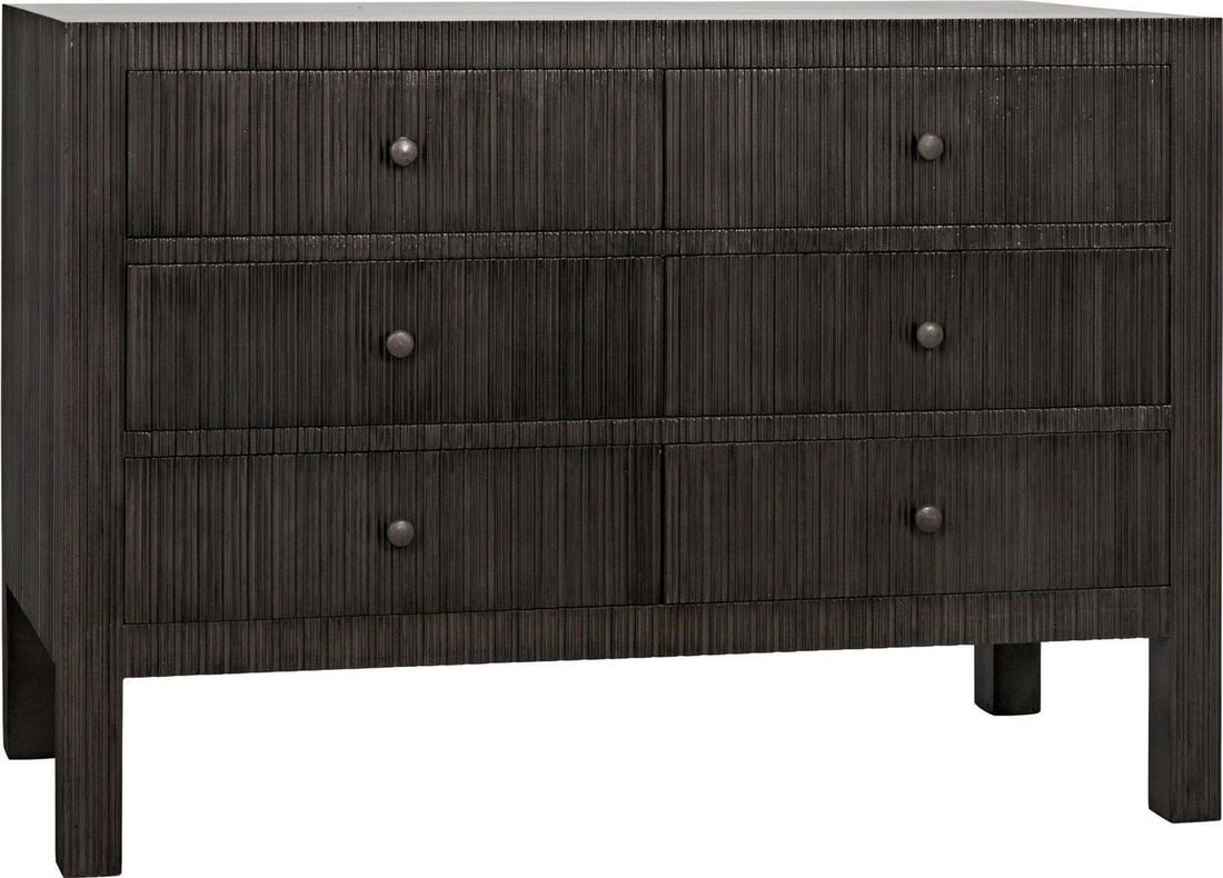 Noir Conrad 6 Drawer Dresser in Pale Finish: Noir Conrad 6 Drawer Dresser in Pale Finish Introducing the Conrad 6 Drawer Dresser from the Noir Collection, a stunning addition to your home with its elegant Regency style. This chest of drawers fea