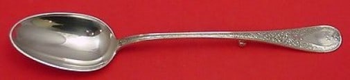 Durgin Sterling Silver 12 Inch Stuffing Spoon Hindostanee Button Style: Durgin Sterling Silver 12 Inch Stuffing Spoon Hindostanee Button Style This exquisite Durgin sterling silver stuffing spoon showcases a button style reminiscent of the Hindostanee design. Measuring 12