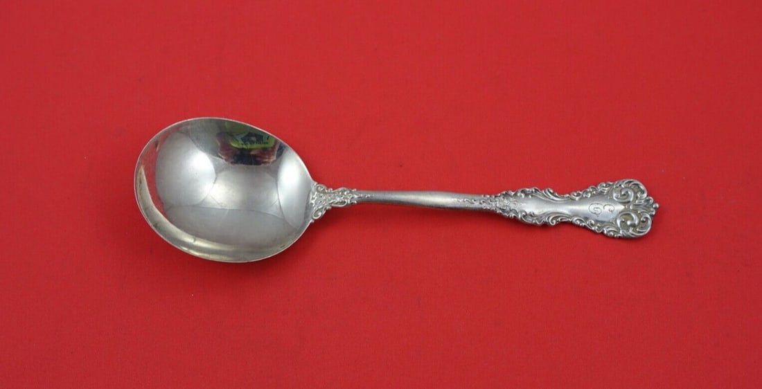 International Silver Revere Sterling Silver Cream Soup Spoon 6.5" Monogrammed: International Silver Revere Sterling Silver Cream Soup Spoon 6.5" Monogrammed This elegant cream soup spoon is part of the Revere pattern by International Silver, crafted from high-quality sterling si