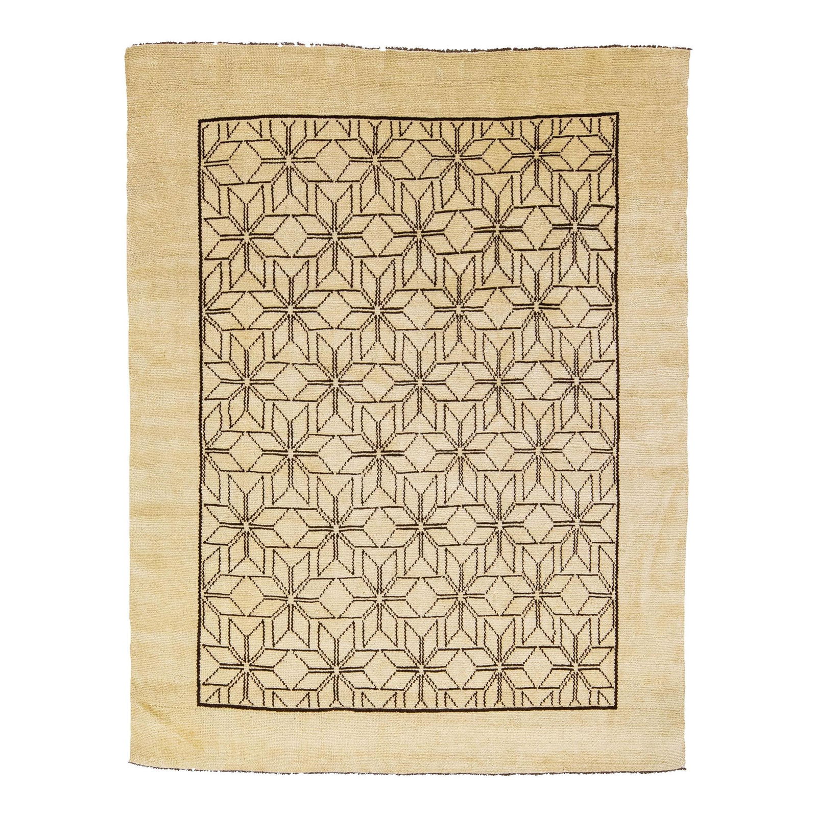 Modern Moroccan Beige Handmade Wool Rug 6'9 x 8'8 Geometric Design: Modern Moroccan Beige Handmade Wool Rug 6'9 x 8'8 Geometric Design Enhance your living space with this exquisite Moroccan-style handmade wool rug from the Northwest collection. Showcasing a beautiful
