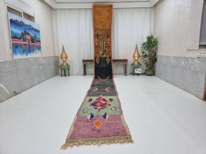 Authentic Handmade Moroccan Berber Runner Rug 2 x 19.68 Feet: Authentic Handmade Moroccan Berber Runner Rug 2 x 19.68 Feet Experience the charm of traditional craftsmanship with this Stunning Colorful Runner Rug. This authentic handmade Moroccan Berber rug is me