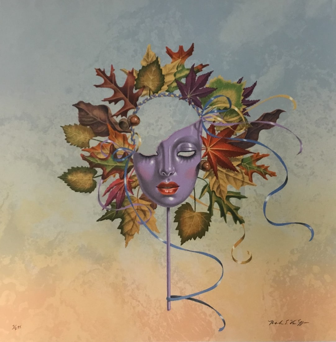 Mark van Epps Mask of Autumn Limited Edition Signed Lithograph Print: Mark van Epps Mask of Autumn Limited Edition Signed Lithograph Print This stunning lithograph print titled "Mask of Autumn" by artist Mark van Epps is a limited edition piece, signed and numbered by t