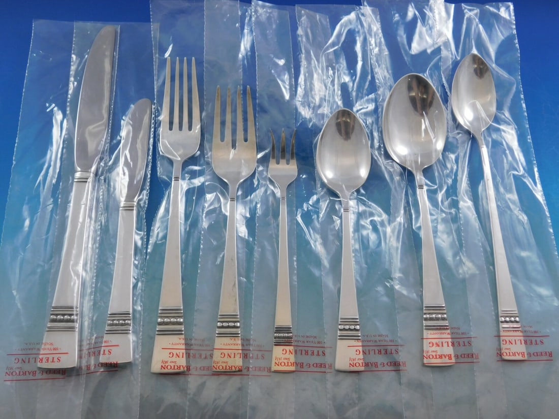 Reed and Barton Diadem Sterling Silver 105 Piece Flatware Set for 12 with Storage Chest: Reed and Barton Diadem Sterling Silver 105 Piece Flatware Set for 12 with Storage Chest Introducing the Diadem by Reed and Barton Sterling Silver Flatware Set, a stunning collection designed to elevat