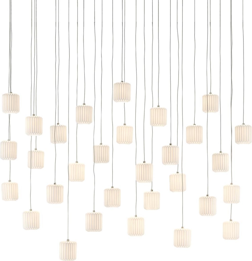 Currey Dove 30-Light Pendant Fixture Contemporary Ceramic Clear Shade: Currey Dove 30-Light Pendant Fixture Contemporary Ceramic Clear Shade Illuminate your space with the Elegant Dove 30-Light Pendant Fixture, an exquisite addition to modern lighting designs. This stunn