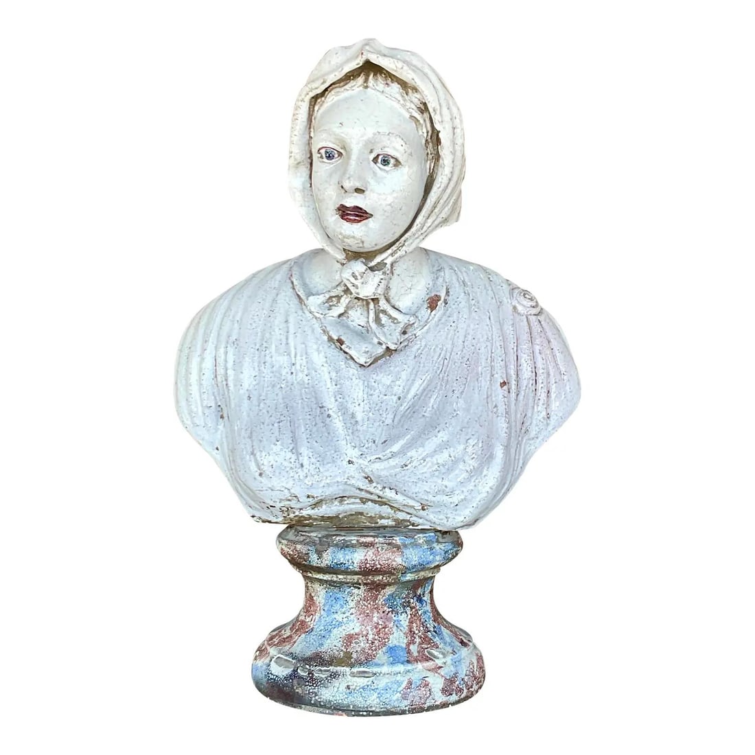 Vintage Boho Glazed Terra Cotta Female Bust 25" Tall: Vintage Boho Glazed Terra Cotta Female Bust 25" Tall This exquisite vintage Boho bust captures the essence of femininity, featuring stunning details in the terracotta composition of a young woman. The