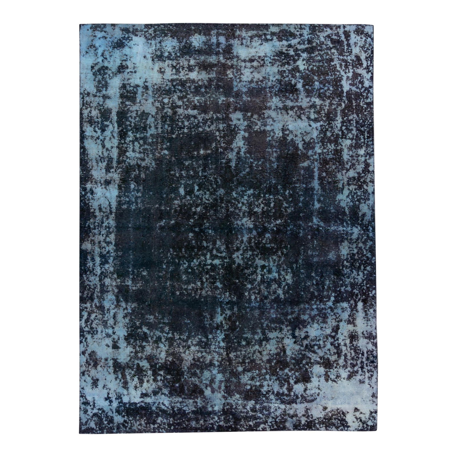 Vintage Handmade Wool Rug Blue Abstract Design 8'10" x 12'3": Vintage Handmade Wool Rug Blue Abstract Design 8'10" x 12'3" This stunning hand-knotted vintage wool rug features a beautiful blue field adorned with brown accents in an abstract pattern design. Measu