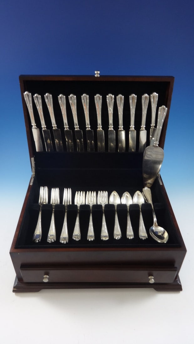 Alvin Francis I Sterling Silver Flatware Set for 12 52 Pieces with Storage Chest: Alvin Francis I Sterling Silver Flatware Set for 12 52 Pieces with Storage Chest Elevate your dining experience with this exquisite Francis I by Alvin Sterling Silver Flatware Set for 12, comprising a