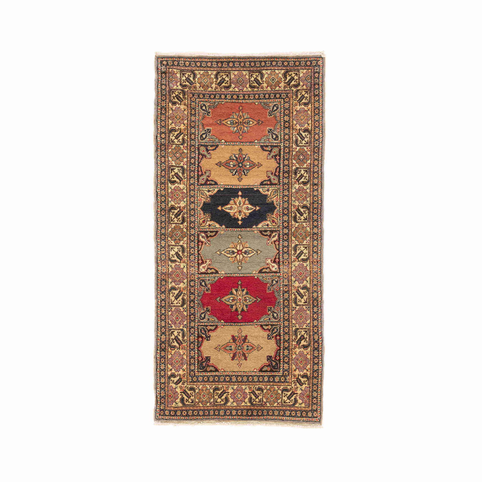 Authentic Kayseri Handmade Wool on Cotton Carpet 37 x 78.7: Authentic Kayseri Handmade Wool on Cotton Carpet 37 x 78.7 Experience the elegance of this Authentic Handmade Kayseri Carpet, skillfully crafted from high-quality wool on cotton. Originating from Kays