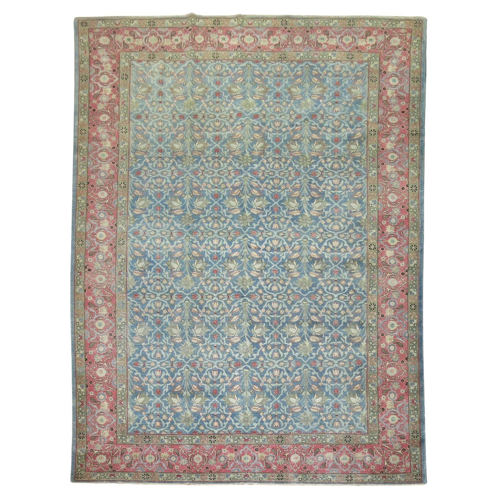 Zabihi Collection Antique Persian Tabriz Carpet 98 x 140 in Wool Hand-Woven Bauhaus Style: Zabihi Collection Antique Persian Tabriz Carpet 98 x 140 in Wool Hand-Woven Bauhaus Style Introducing the exquisite Zabihi Collection Antique Persian Tabriz Carpet, a stunning addition to any home dec