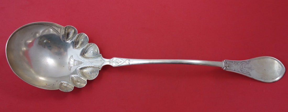 Schulz & Fischer Sterling Silver Scalloped Soup Ladle 14.5" Rare San Francisco: Schulz & Fischer Sterling Silver Scalloped Soup Ladle 14.5" Rare San Francisco This exquisite soup or punch ladle, crafted by Schulz & Fischer, features a stunning bright-cut design with scalloped edg