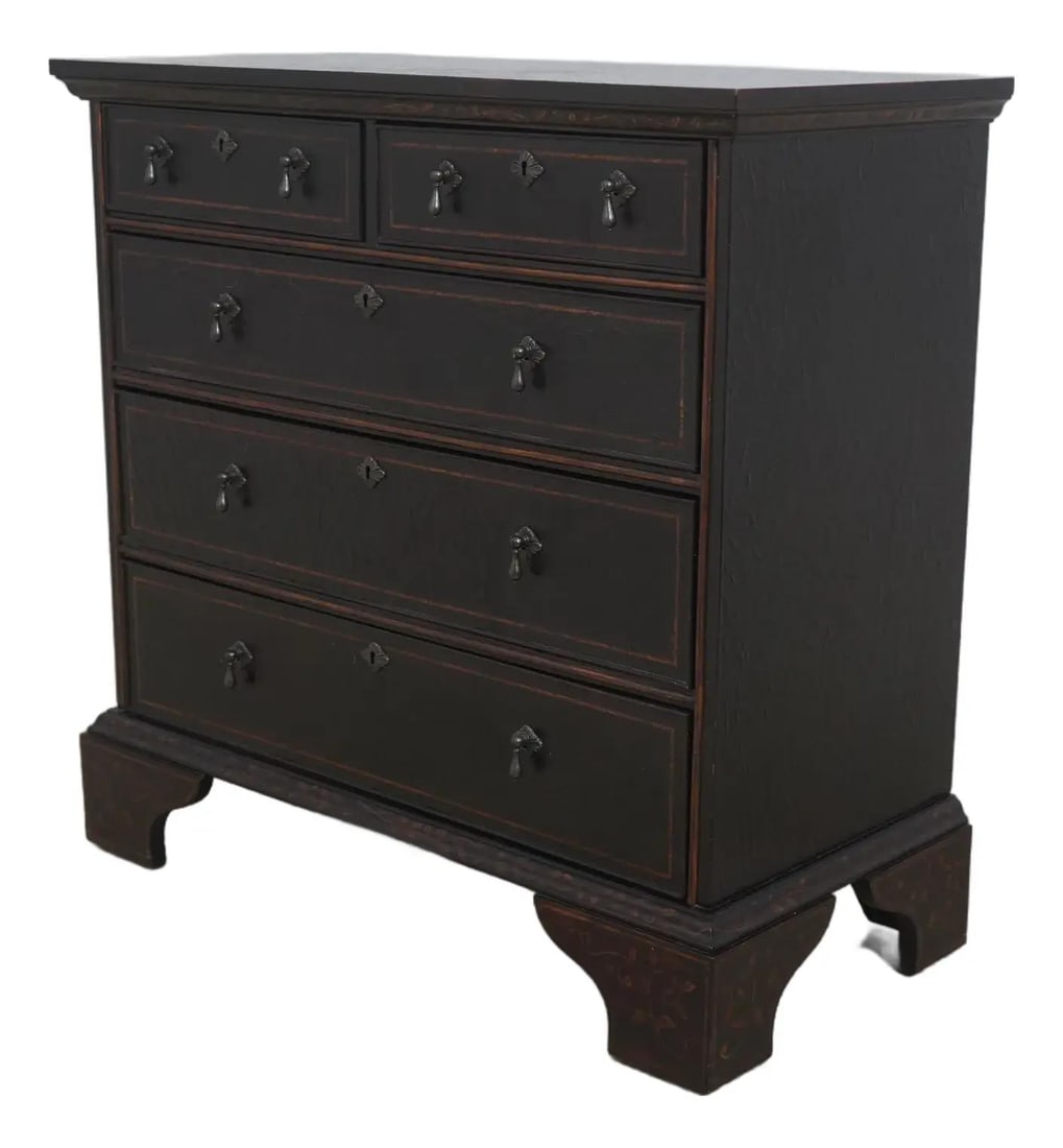 Baker Milling Road Crackle Finish Black Wood Chest: Baker Milling Road Crackle Finish Black Wood Chest This Baker Milling Road chest features a stunning black crackle finish, accentuated by elegant bracket feet and tear drop pulls. Crafted from high-qu