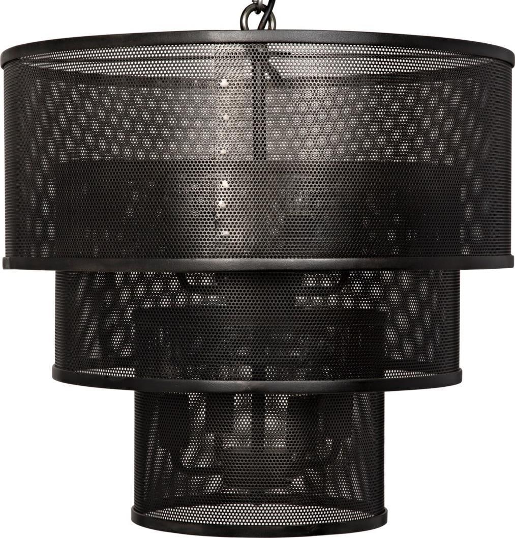 Noir Arena Pendant Light Industrial Steel Black Matte 20": Noir Arena Pendant Light Industrial Steel Black Matte 20" Illuminate your space with the Modern Black Steel Arena Pendant Light, a striking addition that blends industrial charm with transitional styl
