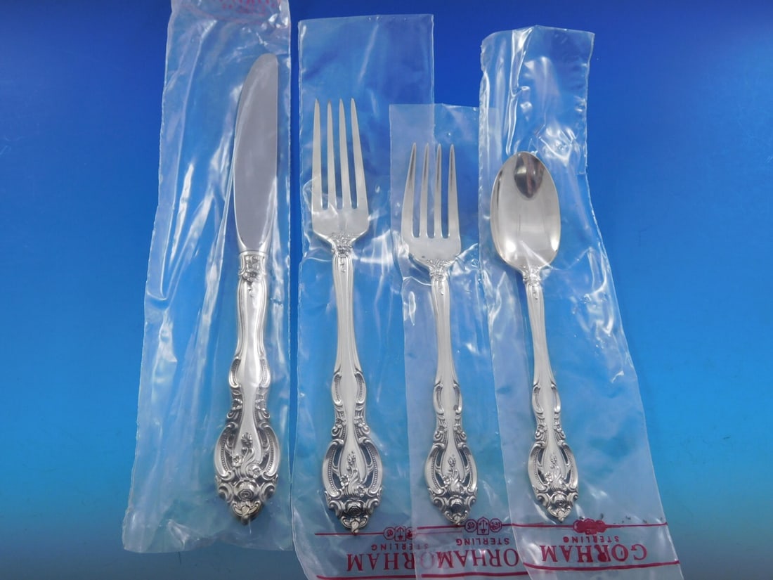 Gorham La Scala Sterling Silver Flatware Set for 8 - 36 Pieces with Storage Chest: Gorham La Scala Sterling Silver Flatware Set for 8 - 36 Pieces with Storage Chest Elevate your dining experience with the La Scala Sterling Silver Flatware Service for 8 by Gorham. This exquisite 36-p