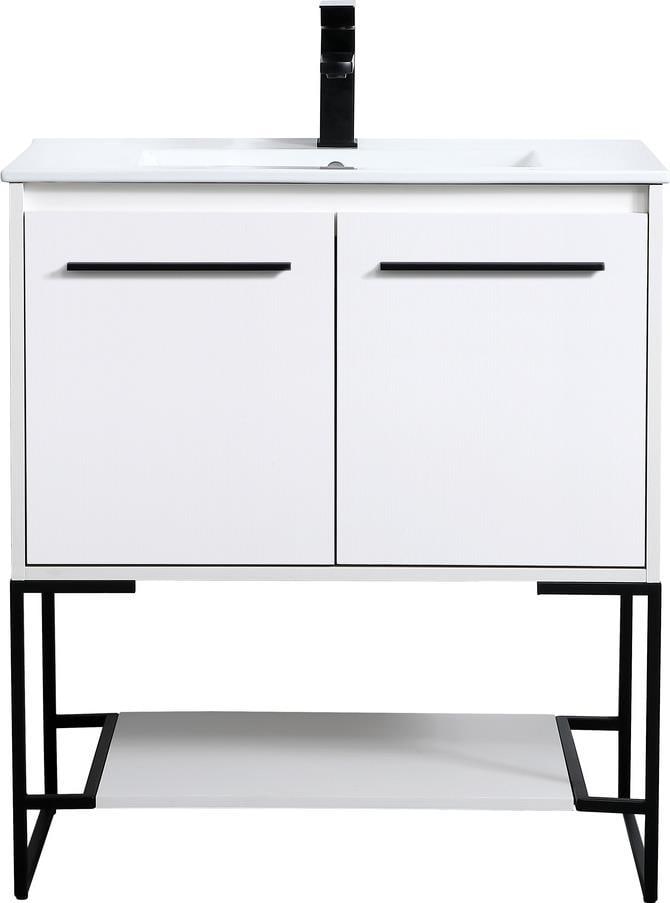 Elegant Lighting 30 Inch Transitional Bathroom Vanity MDF White: Elegant Lighting 30 Inch Transitional Bathroom Vanity MDF White Enhance your bathroom with this elegant 30-inch white vanity, crafted in a timeless transitional style. This vanity features a durable M
