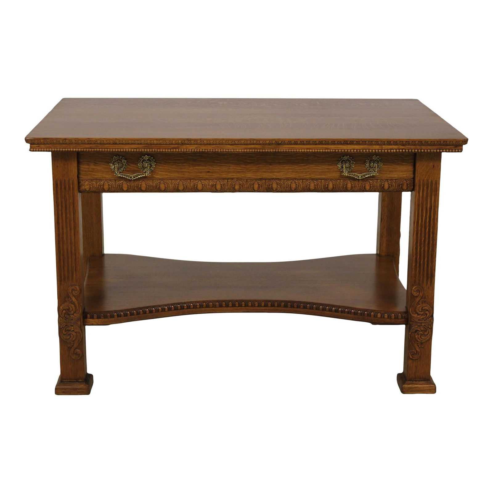 Victorian Oak Library Desk C.1880s Dovetailed Restoration (1 of 10)