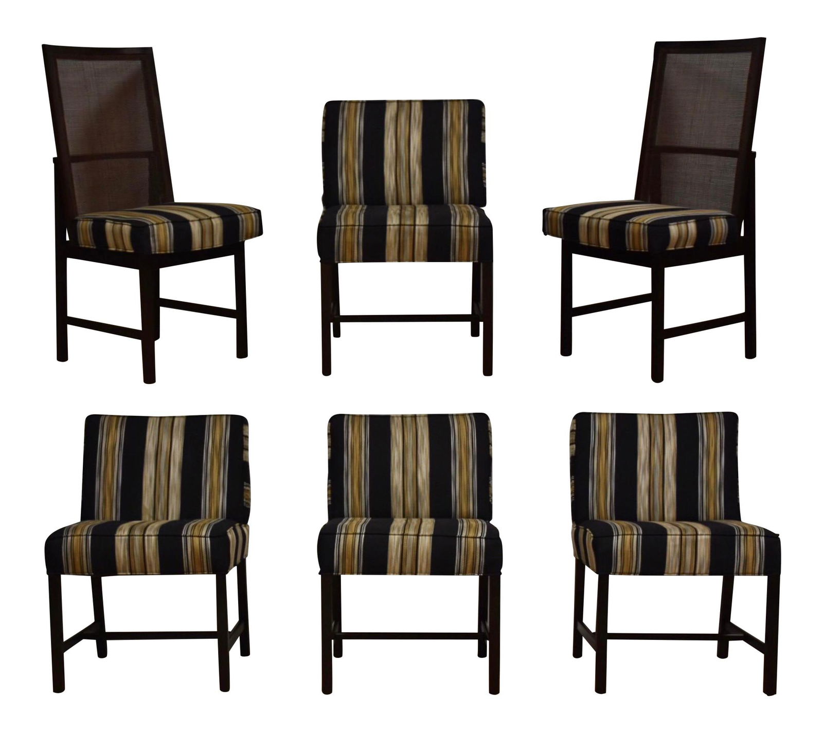 Mid Century Modern Ebonized Dining Chairs Set of 6: Mid Century Modern Ebonized Dining Chairs Set of 6 Elevate your dining experience with this stunning set of six mid-century modern dining chairs, featuring ebonized frames paired with a stylish fabric