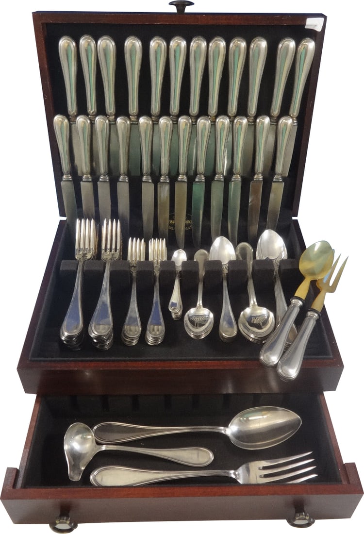 Old Italian 800 Silver Flatware Set for 12 - 101 Pieces with Storage Chest (1 of 9)