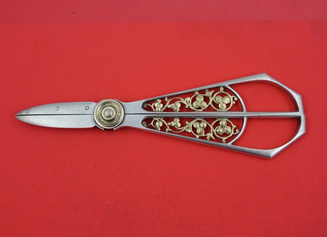Gorham Sterling Silver Grape Shears #50 AS Partial Gilt 7 Inch: Gorham Sterling Silver Grape Shears #50 AS Partial Gilt 7 Inch Discover the elegance of these Gorham Sterling Silver Grape Shears, model #50 AS. Crafted from high-quality sterling silver, these shears