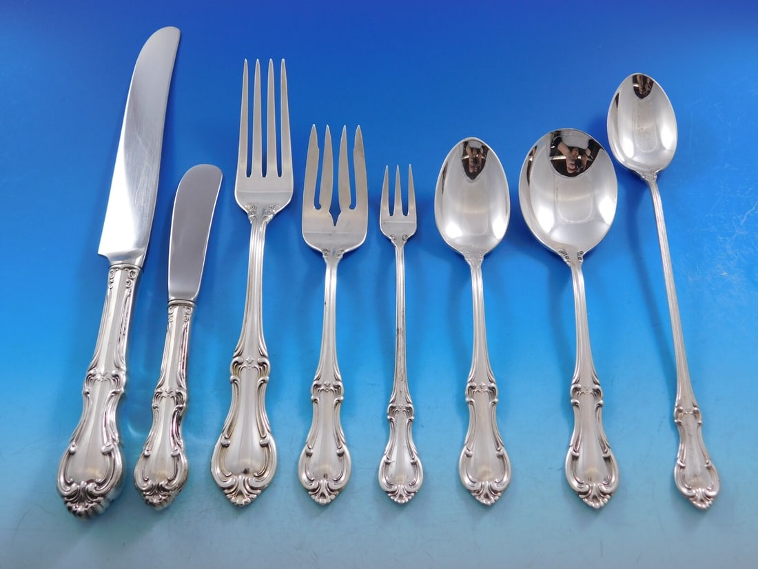Exquisite Joan of Arc Sterling Silver Flatware Set 64 Pieces by International Silver: Exquisite Joan of Arc Sterling Silver Flatware Set 64 Pieces by International Silver Introducing the exquisite Joan of Arc Sterling Silver Flatware Set, designed by International Silver. This 64-piece