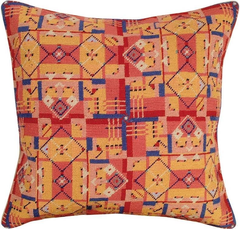 Van Campen 18 Handmade Geometric Pillow with Zippered Velvet Back: Van Campen 18 Handmade Geometric Pillow with Zippered Velvet Back Enhance your living space with this stunning 18" Handmade Geometric Pillow. Featuring a contemporary style, this pillow is crafted wit
