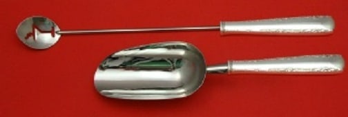 Gorham Camellia Sterling Silver 2pc Bar Set Martini Spoon Ice Scoop: Gorham Camellia Sterling Silver 2pc Bar Set Martini Spoon Ice Scoop Enhance your barware collection with this exquisite 2-piece serving set from Gorham, featuring the elegant Camellia pattern. This cu
