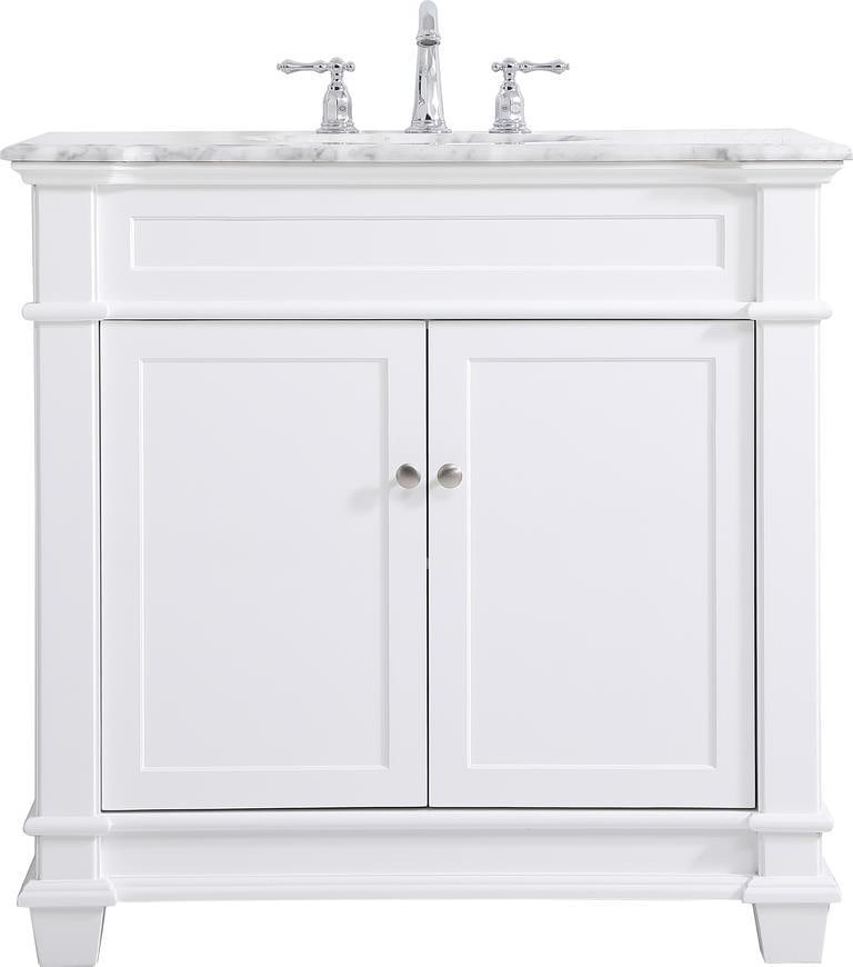 Elegant Lighting White Bathroom Vanity 36 Inch with Storage: Elegant Lighting White Bathroom Vanity 36 Inch with Storage Enhance your bathroom with this chic 36-inch White Vanity, designed for both style and functionality. It features a transitional style that