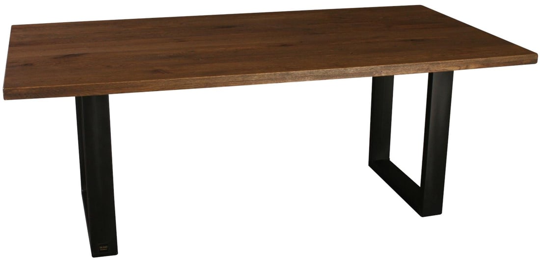 Hobbs Industrial Dining Table Solid Oak Walnut Finish 79x39.5 (1 of 7)