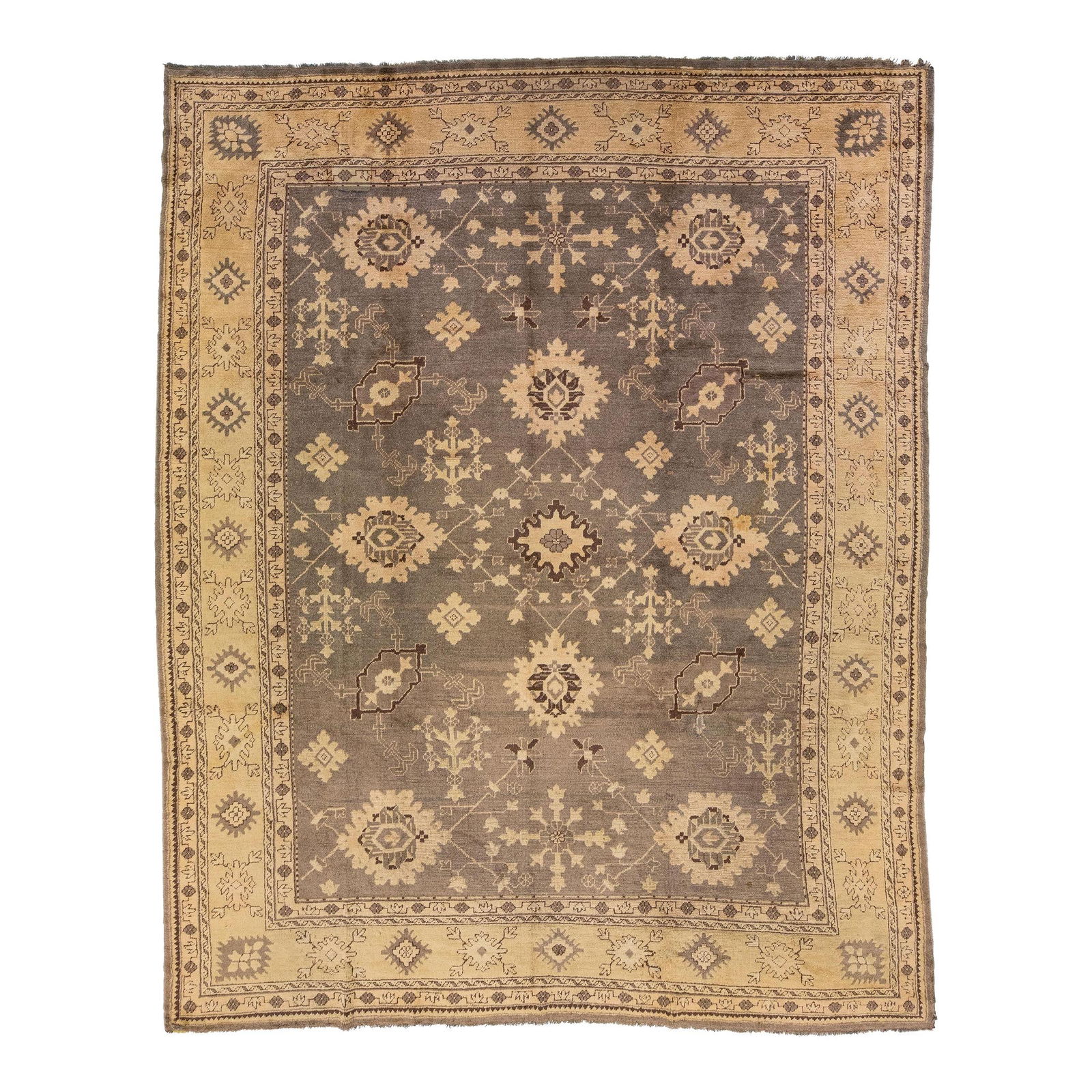 Handmade Turkish Oushak Gray Wool Rug 10'2 x 12'10 Floral Design: Handmade Turkish Oushak Gray Wool Rug 10'2 x 12'10 Floral Design Enhance your living space with this exquisite handmade Turkish wool rug, showcasing a beautiful gray base adorned with a captivating al