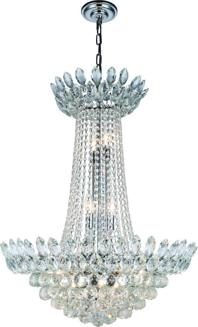 Elegant Lighting Vesper Pendant 3-Bulb Chrome Crystal Light: Elegant Lighting Vesper Pendant 3-Bulb Chrome Crystal Light Illuminate your space with the Elegant Vesper Pendant, a stunning hanging light fixture that combines contemporary design with transitional