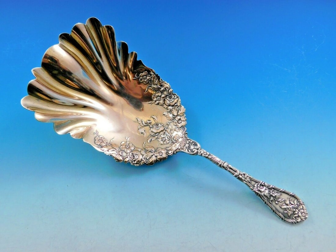 Dauphin Sterling Silver Cracker Scoop by Durgin 8 5/8" Rose Gold Wash: Dauphin Sterling Silver Cracker Scoop by Durgin 8 5/8" Rose Gold Wash This exquisite cracker scoop from the Dauphin pattern by Durgin-Gorham is a remarkable piece of serving ware crafted from sterling