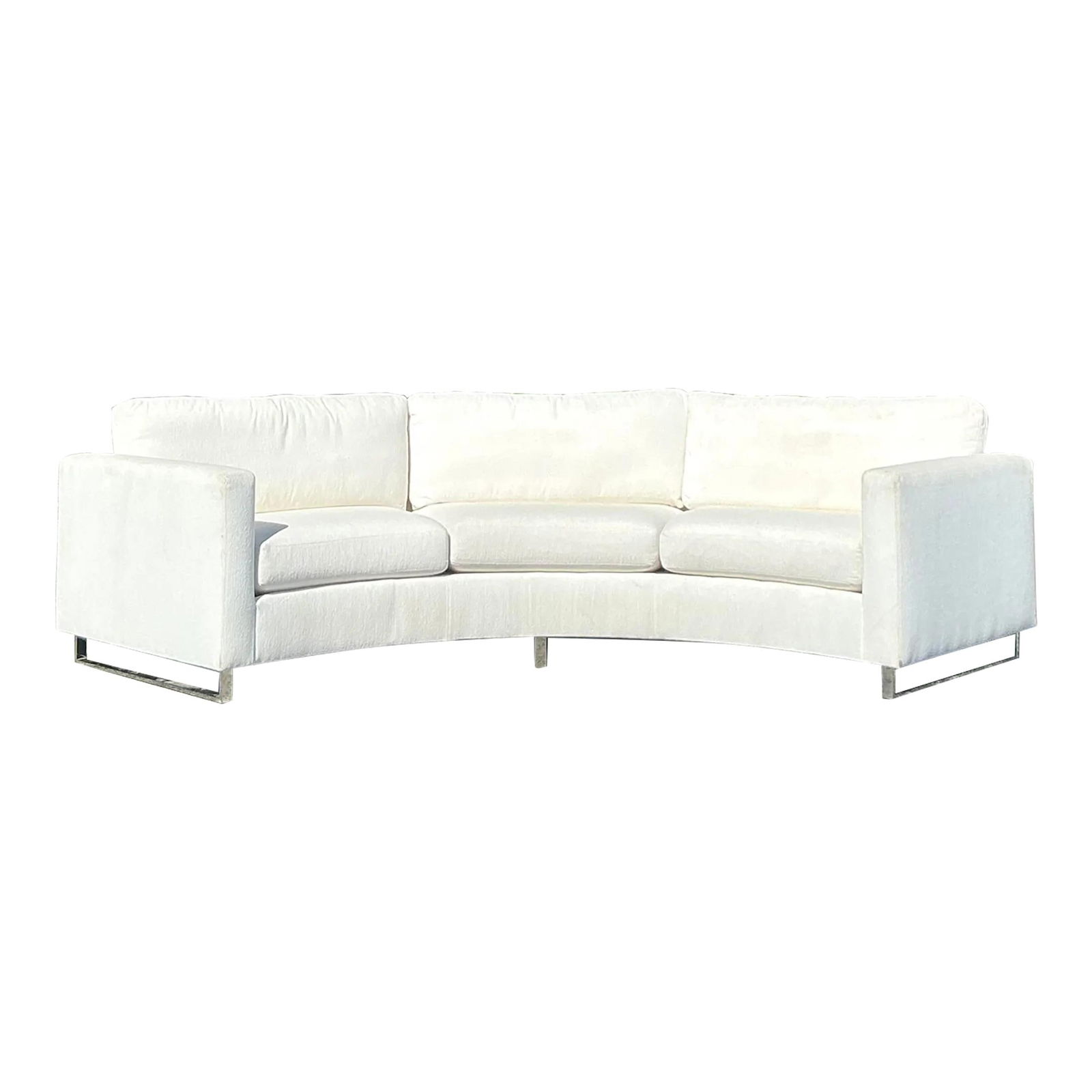 Vintage Milo Baughman Angled Sofa by Thayer Coggin in Neutral Fabric (1 of 10)
